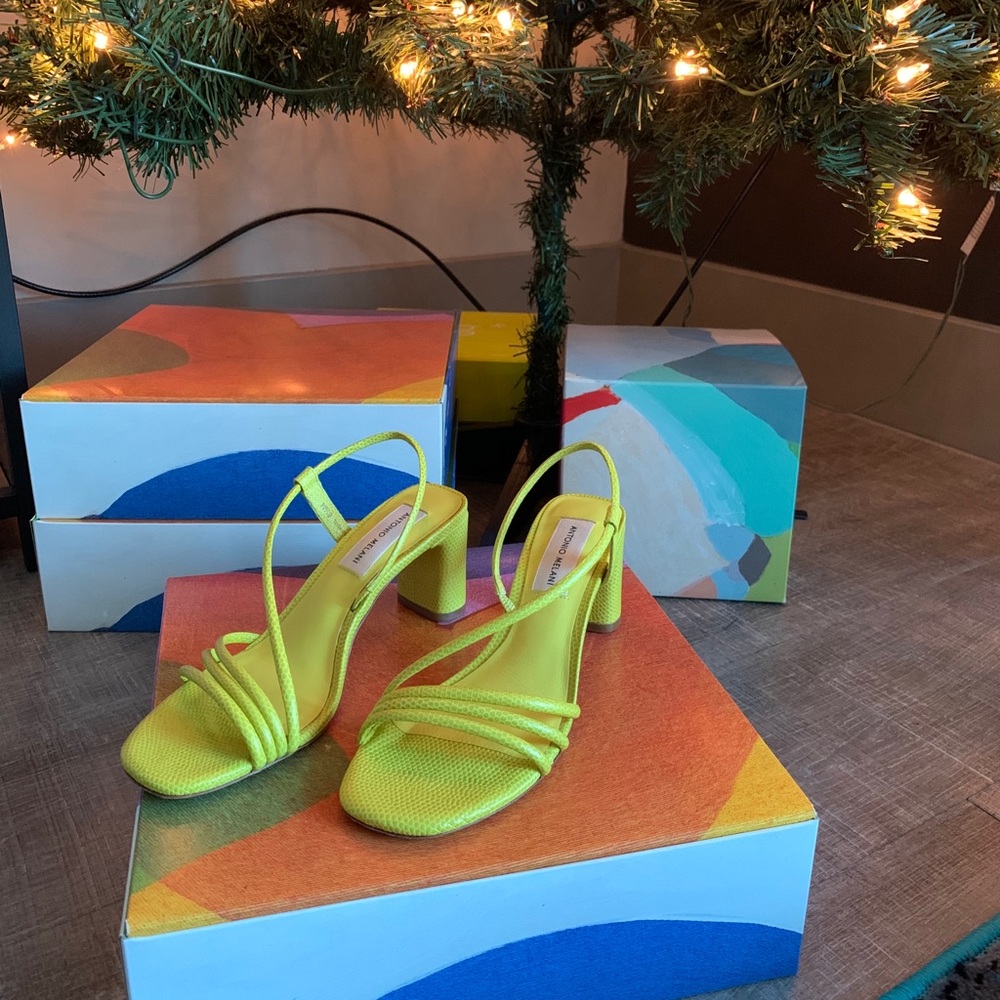 Antonio Melani neon yellow green Sandal Heels